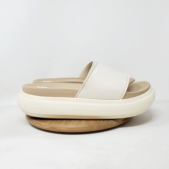 REEF Sandals Womens 10 Cushion Bondi Bay Comfort Slide Platform Off White Shoes - Picture 1 of 13